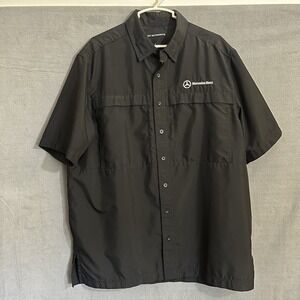 Mercedes Men's L Shirt Sleeve Button Up Shirt Lightweight Vented Back